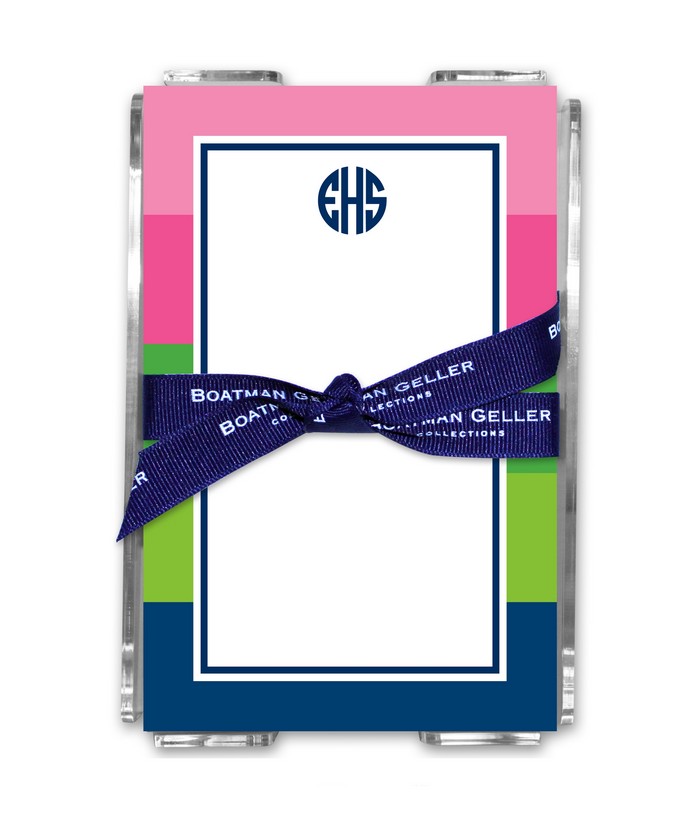 Monogram iPhone Case - Bold Stripe Pink & Navy - Boatman Geller