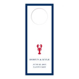 Navy Bordered Wine Tags with Lobster Icon