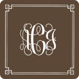 Classic Border Espresso Monogram Coasters