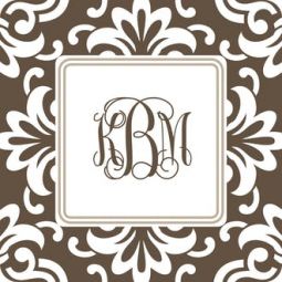 Grande Floral Espresso Monogram Coasters