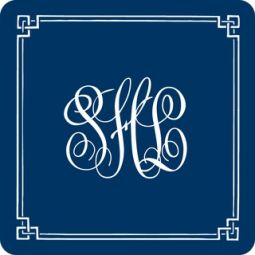 Classic Border Navy Monogram Coasters