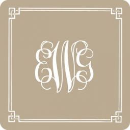 Classic Border Tan Monogram Coasters