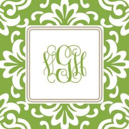 Grande Floral Cilantro Monogram Coasters