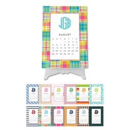 Preppy Monogram 12 Month Desk Calendar - You choose starting month and year