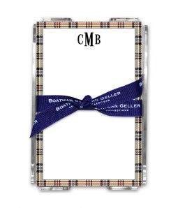 Town Plaid Note Sheets in Acrylic Holder