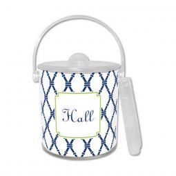 Bamboo Navy with White Inset Ice Bucket by Boatman Geller