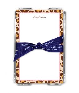 Leopard Note Sheets in Acrylic Holder