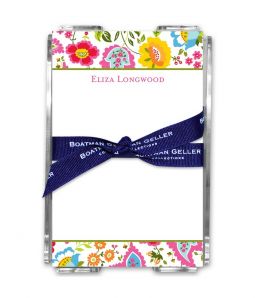 Bright Floral Note Sheets in Acrylic Holder