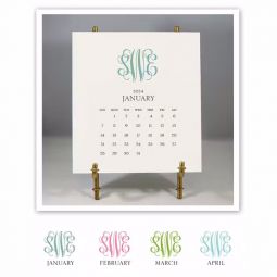 Monogram Calendar with Goldtone Easel