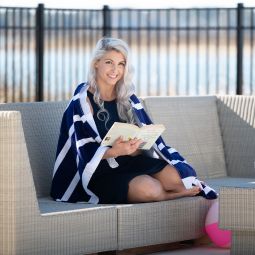 Navy Stripe Beach Towel