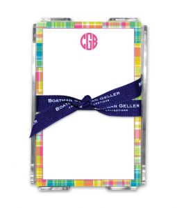 Madras Patch Brights Note Sheets in Acrylic Holder