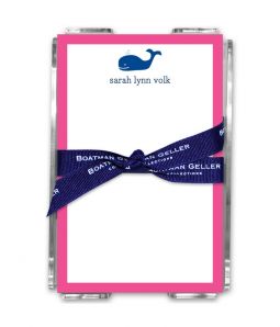 Navy Whale Note Sheets in Acrylic Holder