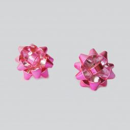 Pink Present Bow Stud Earrings