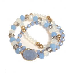 Blue Druzy Bracelet Trio