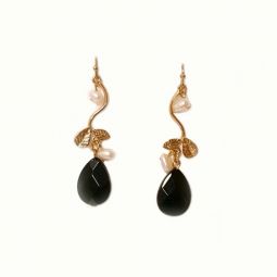 Branch & Leaf Earrings - Black