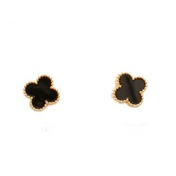 Black and Gold Clover Stud Earrings