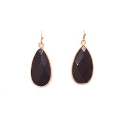 Black Stone Treardrop Earrings