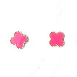 Hot Pink Clover Stud Earrings