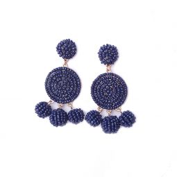 Navy Medallion Seed Bead Earrings