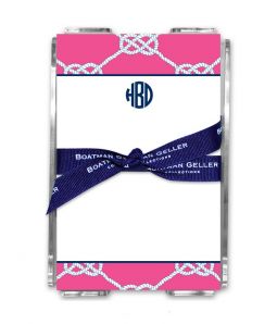 Nautical Knot Raspberry Note Sheets in Acrylic Holder