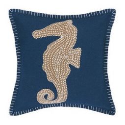 Seahorse Embroidered Pillow