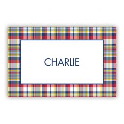 Classic Madras Plaid Navy & Red Laminated Placemat