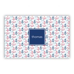 Happy Anchors Blue Laminated Placemat by Boatman Geller