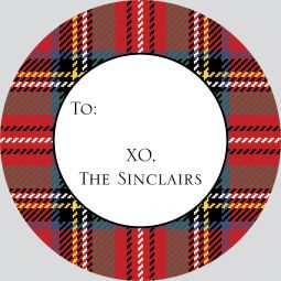 Tartan Plaid Round Stickers Set of 24