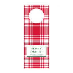 Red Tartan Bottle Tag Set of 8