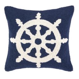 Ship's Wheel Wool Hooked Pillow