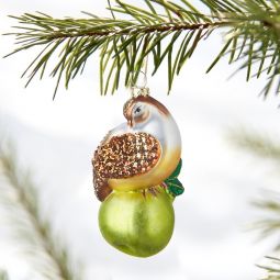 Partridge and Pear Ornament - Blown Glass