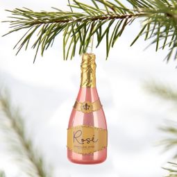 Rose Sparkling Wine Blown Gass Ornament