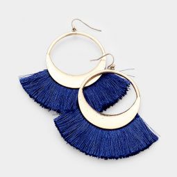 Luna Fringe Dangle Earrings - Navy