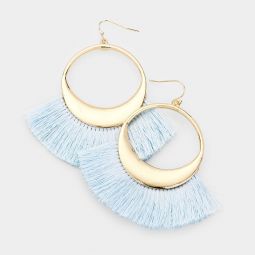 Luna Fringe Dangle Earrings - Light Blue