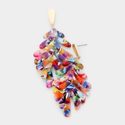 Ella Palm Acrylic Dangle Earrings - Multi