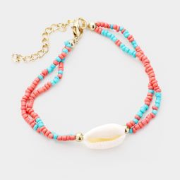 Coral Puka Shell Bracelet