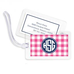 Pink Gingham Luggage Tags Set 4