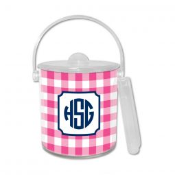 Pink Plaid Ice Bucket - White Inset by Boatman Geller