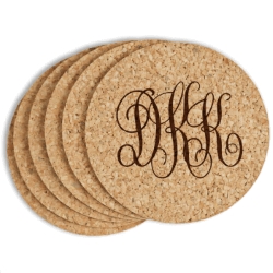 Monogram Cork Coaster Set 6