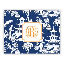 Pagoda Garden Navy Folded Note Cards