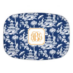 Pagoda Garden Navy Melamine Platter