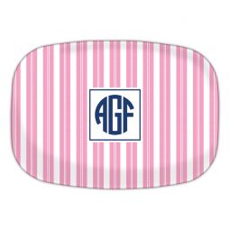 Vineyard Stripe Raspberry Melamine Platter