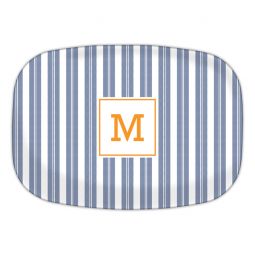 Vineyard Stripe Navy Melamine Platter