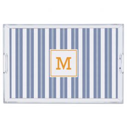 Vineyard Stripe Navy Large Lucite Tray