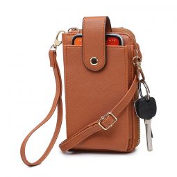 Cell Phone Crossbody Wristlet - Brown