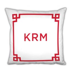 Corner Key Red Monogram Pillow by Boatman Geller