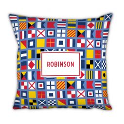 Nautical Flags Monogram Pillow by Boatman Geller