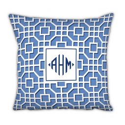 Fret Navy Monogram Pillow by Boatman Geller