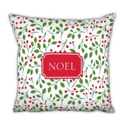 Christmas Berries Red Monogram Pillow by Boatman Geller