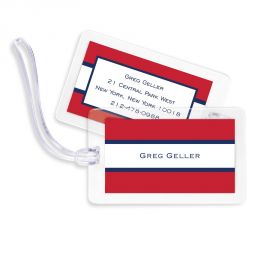 Stripe Red & Navy Luggage Tags Set 4